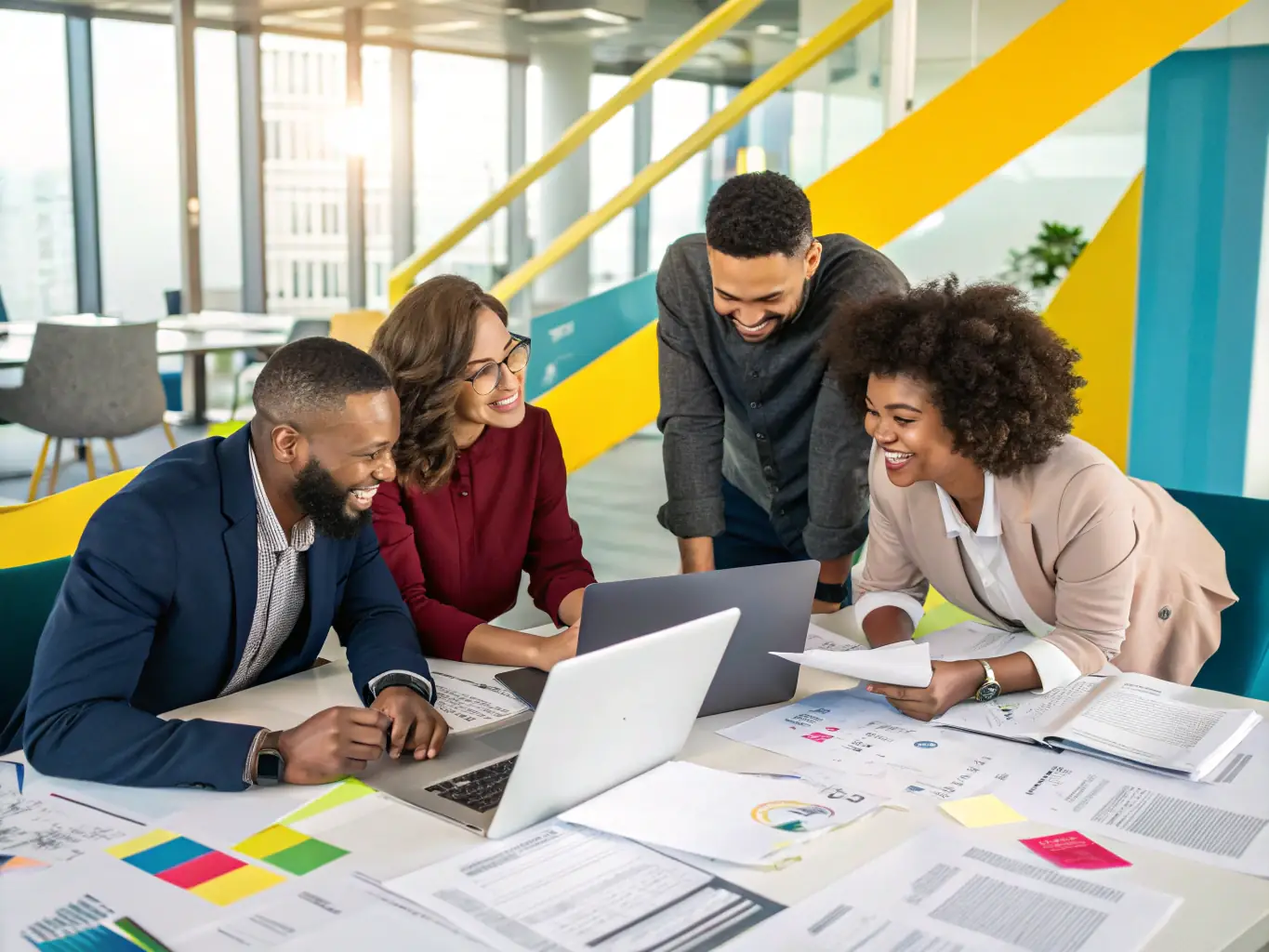 An image showing a team collaborating on lead generation strategies, illustrating the effective lead generation services provided by Growing-Businesses.online.